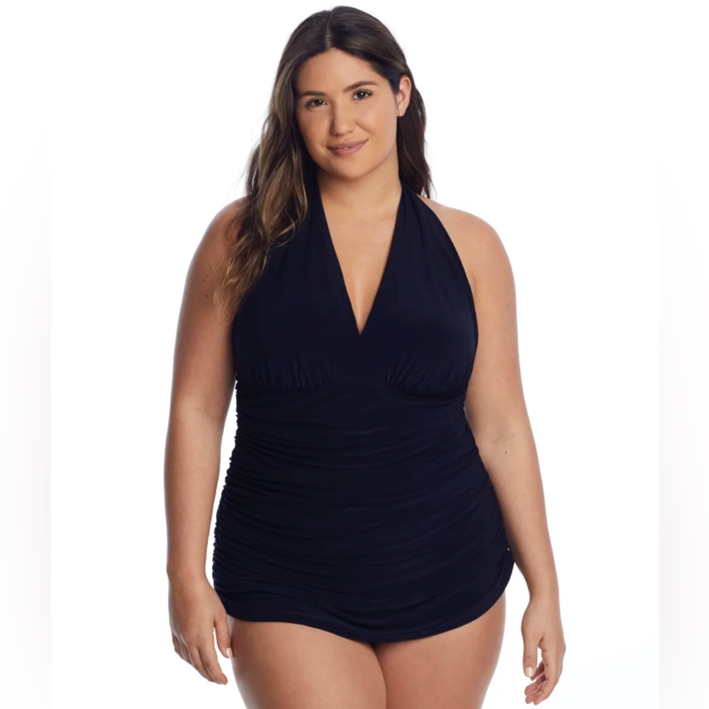Magicsuit Yvonne Halter Neck Tummy Control Swim Dress - Black sz.22w